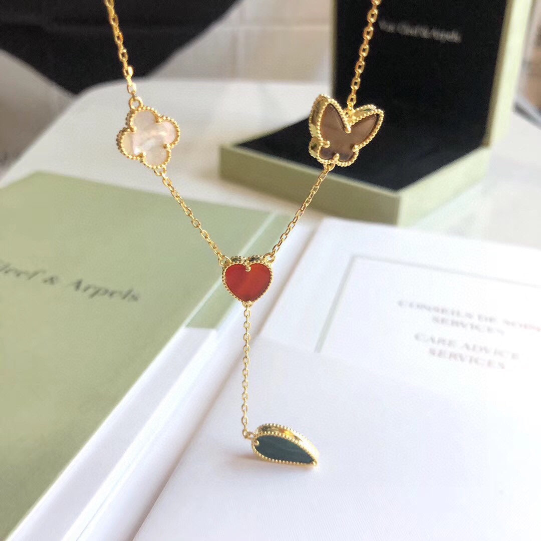 ˇGilded EraˇLUCKY SPRING 4 MOTIFS ROSE GOLD NECKLACE