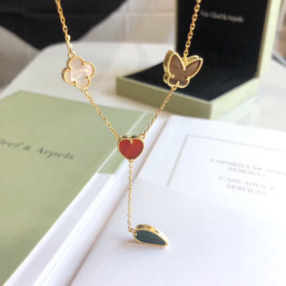 ˇGilded EraˇLUCKY SPRING 4 MOTIFS ROSE GOLD NECKLACE