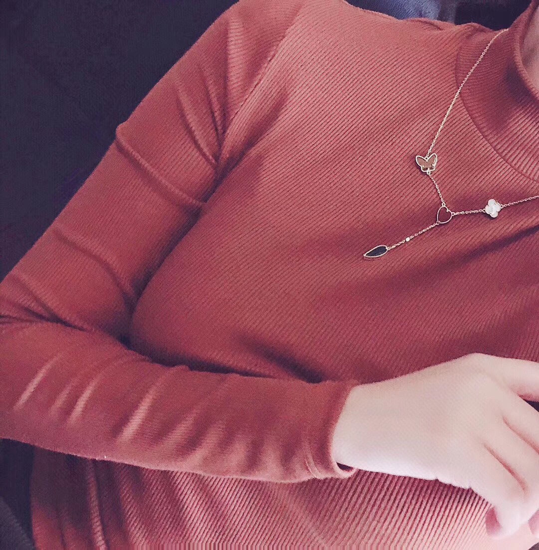 ˇGilded EraˇLUCKY SPRING 4 MOTIFS ROSE GOLD NECKLACE