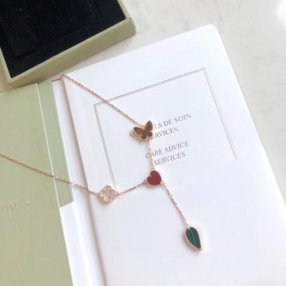 ˇGilded EraˇLUCKY SPRING 4 MOTIFS ROSE GOLD NECKLACE