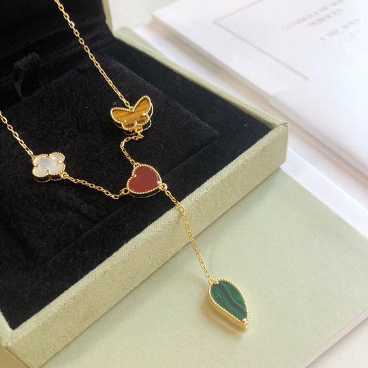 ˇGilded EraˇLUCKY SPRING 4 MOTIFS ROSE GOLD NECKLACE