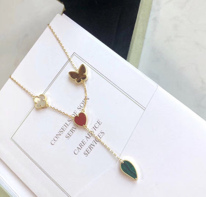 ˇGilded EraˇLUCKY SPRING 4 MOTIFS ROSE GOLD NECKLACE