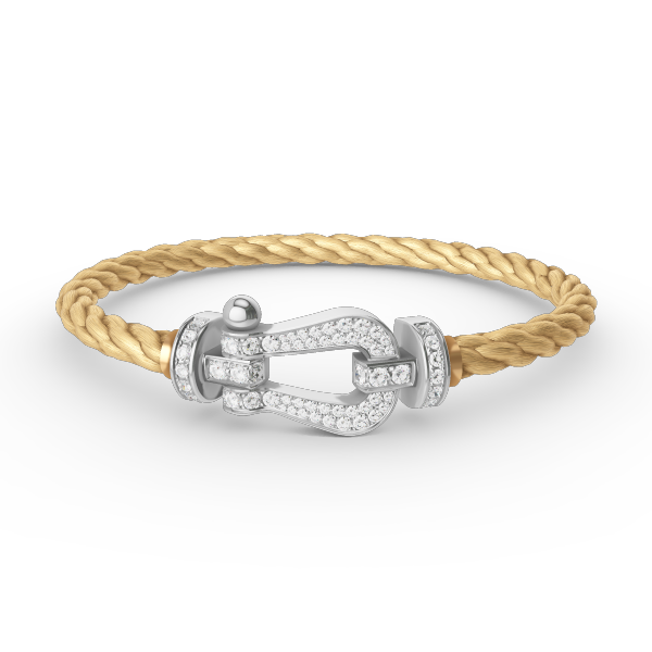 ˇGilded EraˇFORCE LARGE HORSESHOE FULL DIAMOND BRACELET SILVER