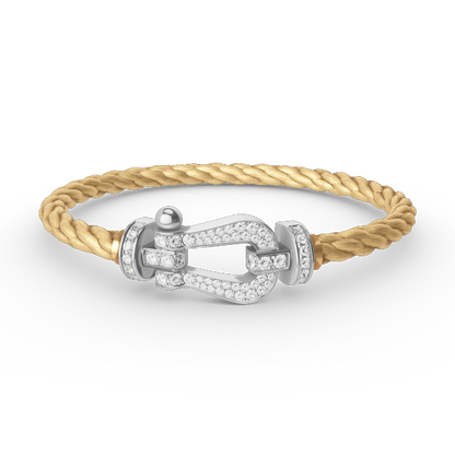 ˇGilded EraˇFORCE LARGE HORSESHOE FULL DIAMOND BRACELET SILVER
