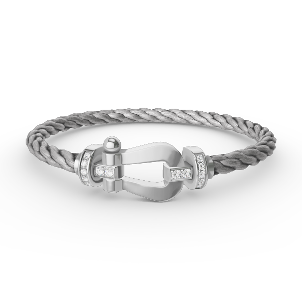 ˇGilded EraˇFORCE LARGE HORSESHOE HALF DIAMOND BRACELET SILVER