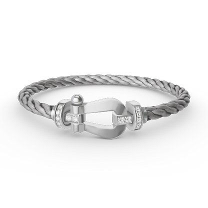 ˇGilded EraˇFORCE LARGE HORSESHOE HALF DIAMOND BRACELET SILVER