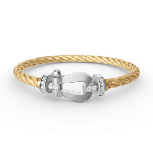 ˇGilded EraˇFORCE LARGE HORSESHOE HALF DIAMOND BRACELET SILVER