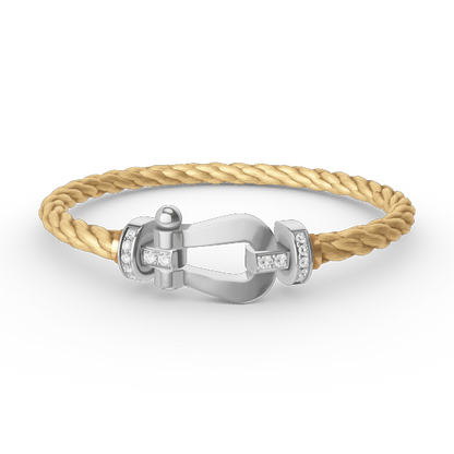 ˇGilded EraˇFORCE LARGE HORSESHOE HALF DIAMOND BRACELET SILVER