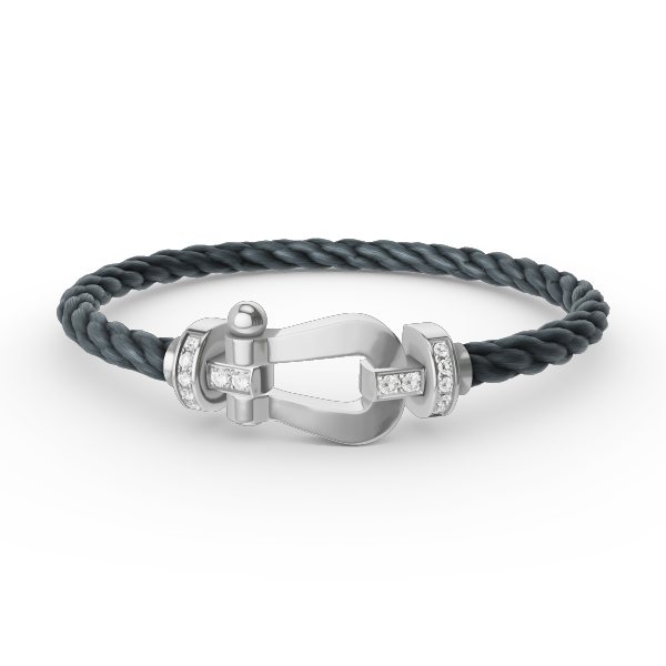 ˇGilded EraˇFORCE LARGE HORSESHOE HALF DIAMOND BRACELET SILVER
