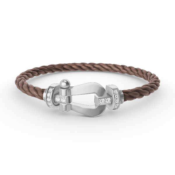 ˇGilded EraˇFORCE LARGE HORSESHOE HALF DIAMOND BRACELET SILVER