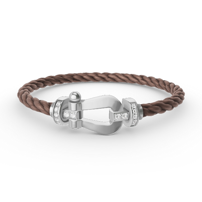ˇGilded EraˇFORCE LARGE HORSESHOE HALF DIAMOND BRACELET SILVER