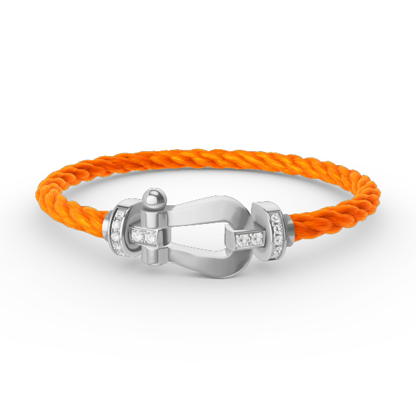 ˇGilded EraˇFORCE LARGE HORSESHOE HALF DIAMOND BRACELET SILVER