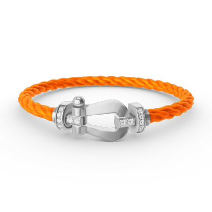 ˇGilded EraˇFORCE LARGE HORSESHOE HALF DIAMOND BRACELET SILVER