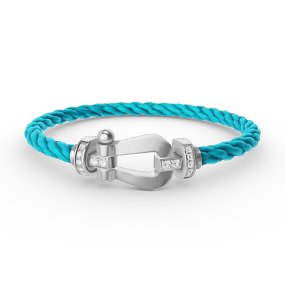ˇGilded EraˇFORCE LARGE HORSESHOE HALF DIAMOND BRACELET SILVER