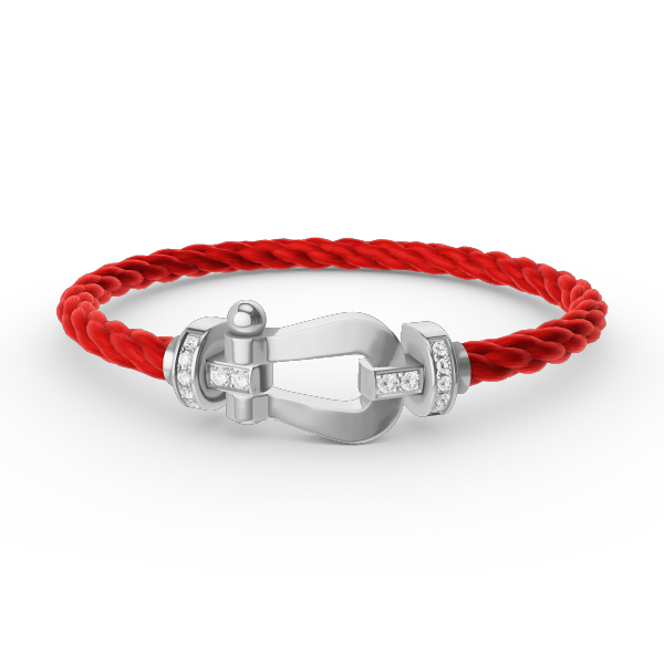 ˇGilded EraˇFORCE LARGE HORSESHOE HALF DIAMOND BRACELET SILVER