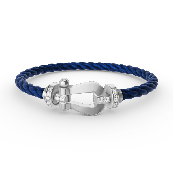 ˇGilded EraˇFORCE LARGE HORSESHOE HALF DIAMOND BRACELET SILVER