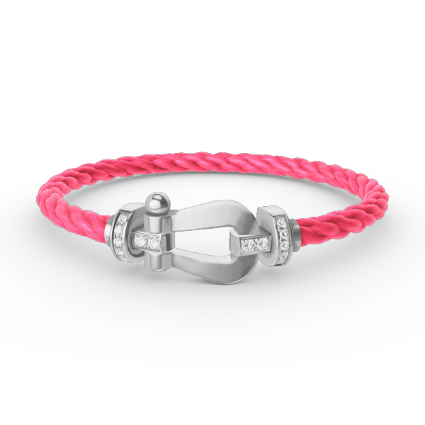 ˇGilded EraˇFORCE LARGE HORSESHOE HALF DIAMOND BRACELET SILVER