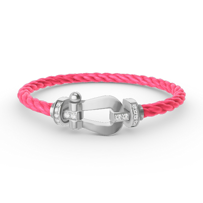 ˇGilded EraˇFORCE LARGE HORSESHOE HALF DIAMOND BRACELET SILVER