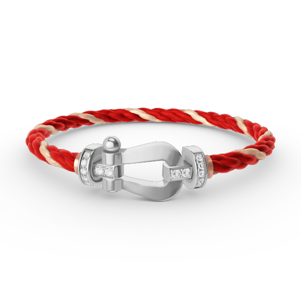 ˇGilded EraˇFORCE LARGE HORSESHOE HALF DIAMOND BRACELET SILVER