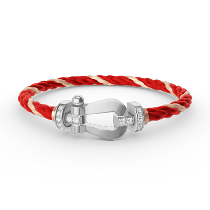 ˇGilded EraˇFORCE LARGE HORSESHOE HALF DIAMOND BRACELET SILVER