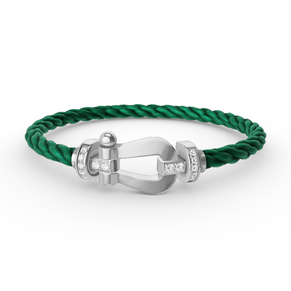 ˇGilded EraˇFORCE LARGE HORSESHOE HALF DIAMOND BRACELET SILVER