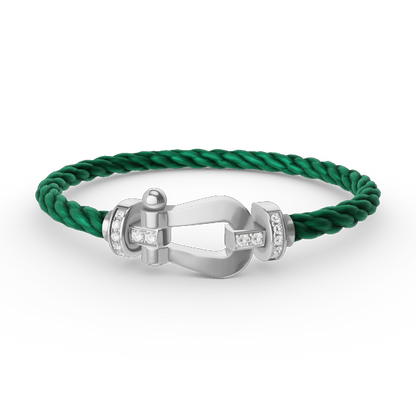ˇGilded EraˇFORCE LARGE HORSESHOE HALF DIAMOND BRACELET SILVER
