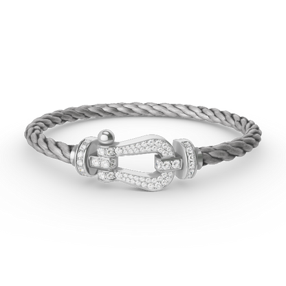 ˇGilded EraˇFORCE LARGE HORSESHOE FULL DIAMOND BRACELET SILVER