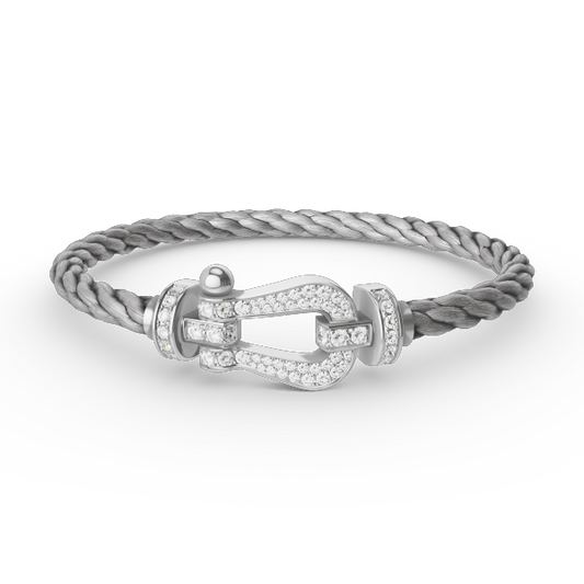 ˇGilded EraˇFORCE LARGE HORSESHOE FULL DIAMOND BRACELET SILVER