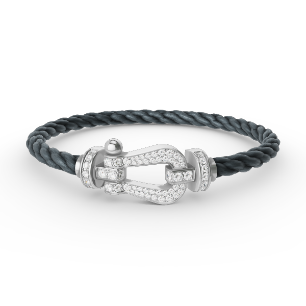ˇGilded EraˇFORCE LARGE HORSESHOE FULL DIAMOND BRACELET SILVER