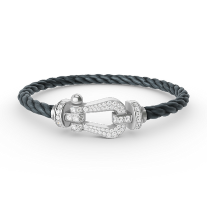 ˇGilded EraˇFORCE LARGE HORSESHOE FULL DIAMOND BRACELET SILVER