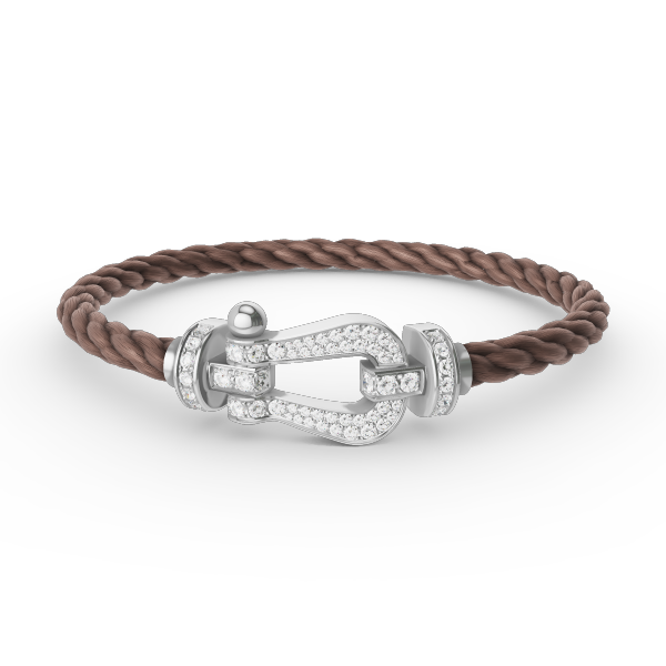 ˇGilded EraˇFORCE LARGE HORSESHOE FULL DIAMOND BRACELET SILVER