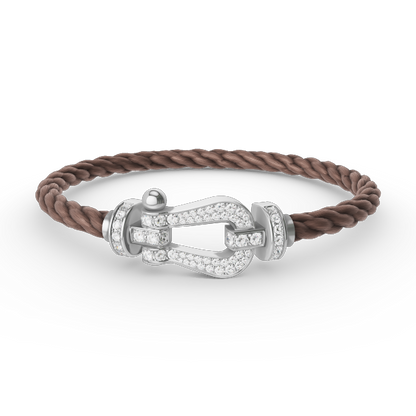 ˇGilded EraˇFORCE LARGE HORSESHOE FULL DIAMOND BRACELET SILVER