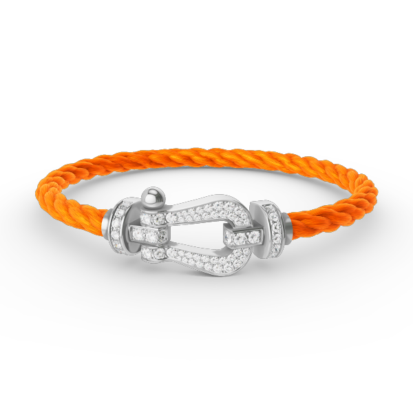 ˇGilded EraˇFORCE LARGE HORSESHOE FULL DIAMOND BRACELET SILVER