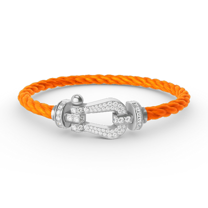 ˇGilded EraˇFORCE LARGE HORSESHOE FULL DIAMOND BRACELET SILVER