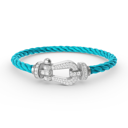 ˇGilded EraˇFORCE LARGE HORSESHOE FULL DIAMOND BRACELET SILVER