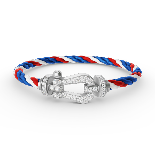 ˇGilded EraˇFORCE LARGE HORSESHOE FULL DIAMOND BRACELET SILVER
