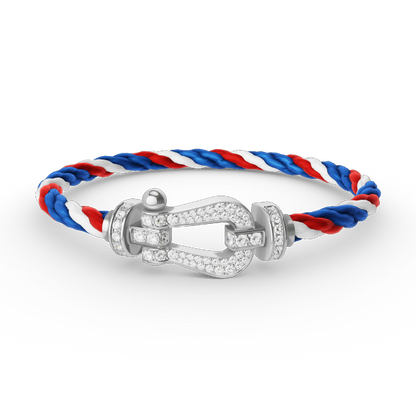 ˇGilded EraˇFORCE LARGE HORSESHOE FULL DIAMOND BRACELET SILVER
