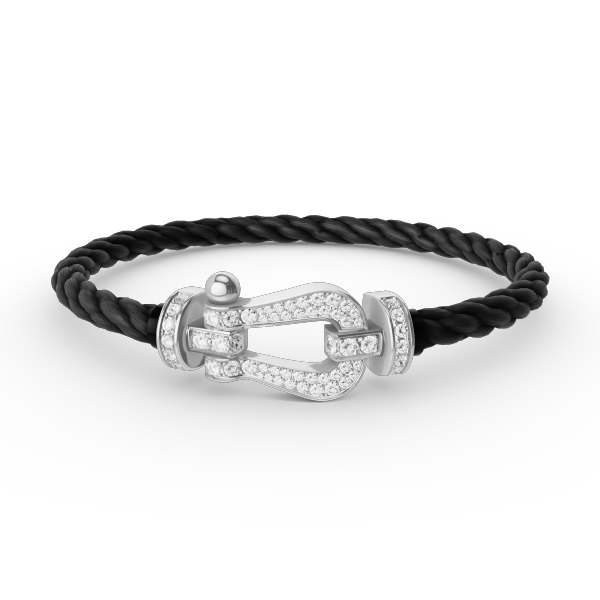 ˇGilded EraˇFORCE LARGE HORSESHOE FULL DIAMOND BRACELET SILVER