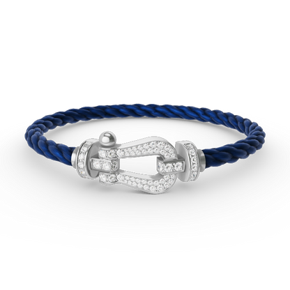 ˇGilded EraˇFORCE LARGE HORSESHOE FULL DIAMOND BRACELET SILVER