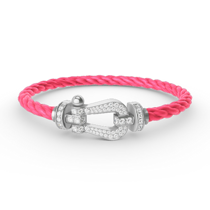 ˇGilded EraˇFORCE LARGE HORSESHOE FULL DIAMOND BRACELET SILVER