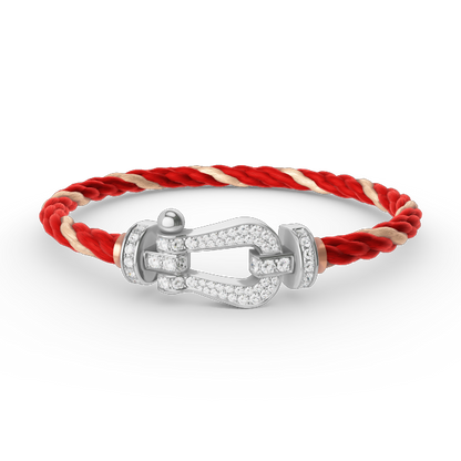 ˇGilded EraˇFORCE LARGE HORSESHOE FULL DIAMOND BRACELET SILVER