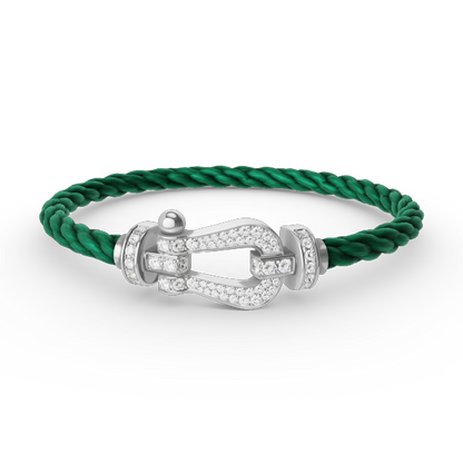 ˇGilded EraˇFORCE LARGE HORSESHOE FULL DIAMOND BRACELET SILVER