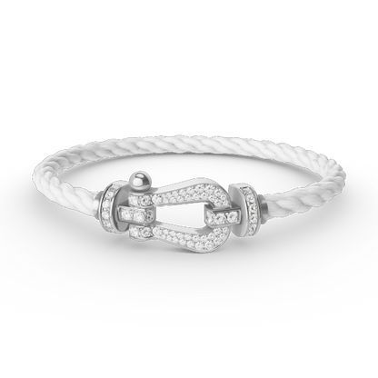 ˇGilded EraˇFORCE LARGE HORSESHOE FULL DIAMOND BRACELET SILVER