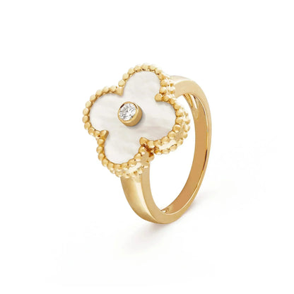 ˇGilded EraˇCLOVER PINK MOP RING GOLD DIAMOND